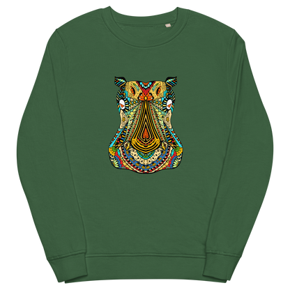 Zentangle Hippo Organic Sweatshirt - Bottle Green - Boozy Fox