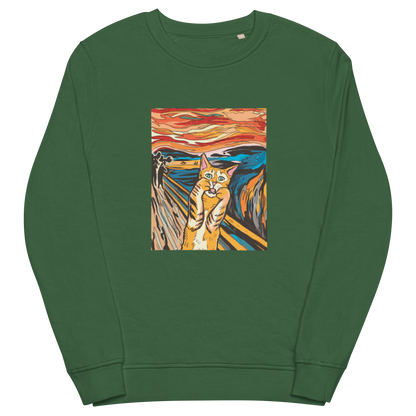 The Screaming Cat Organic Cotton Sweatshirt Online - Bottle Green - Boozy Fox