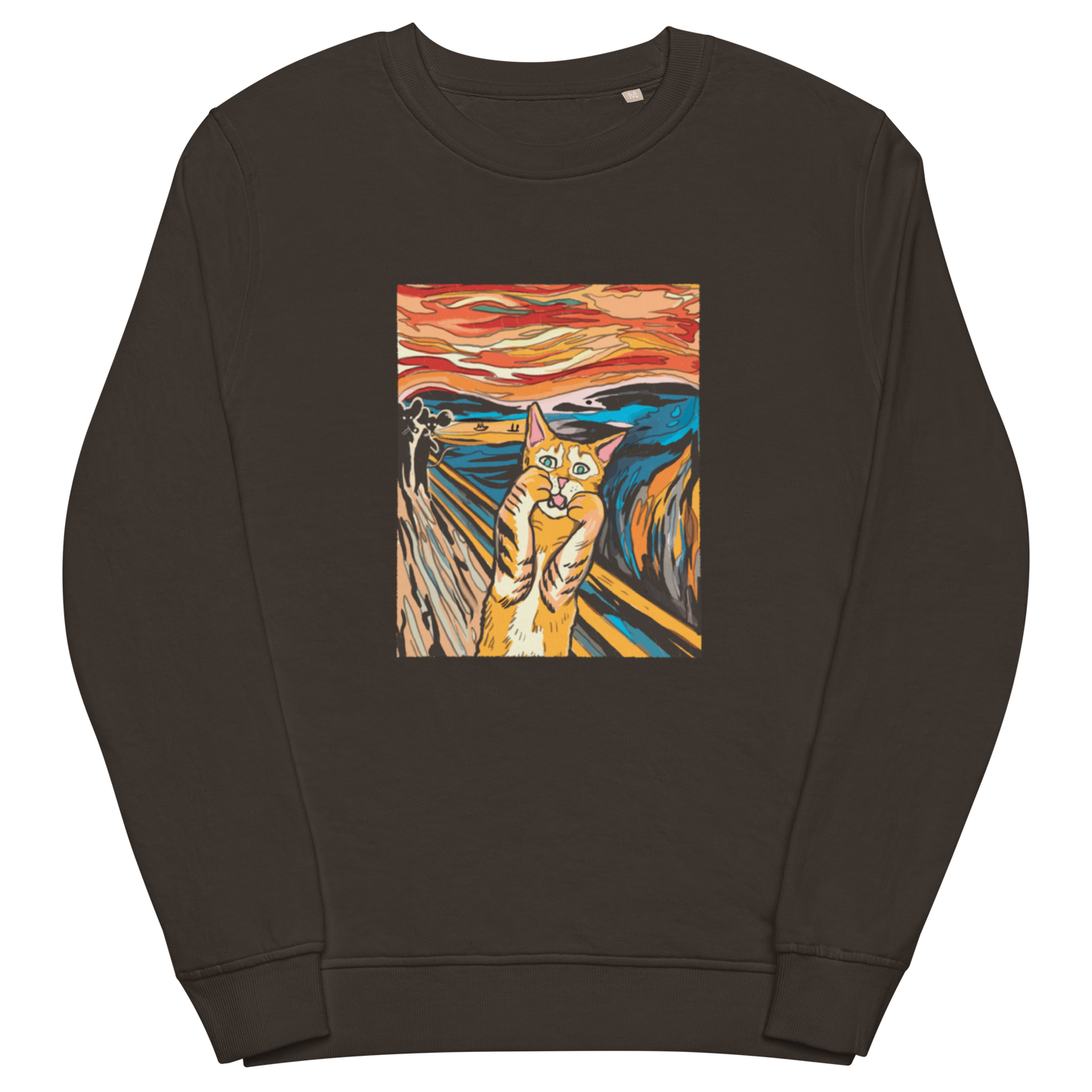 The Screaming Cat Organic Cotton Sweatshirt Online - Deep Charcoal Grey - Boozy Fox