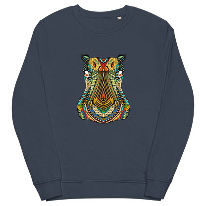 Zentangle Hippo Organic Sweatshirt - French Navy - Boozy Fox