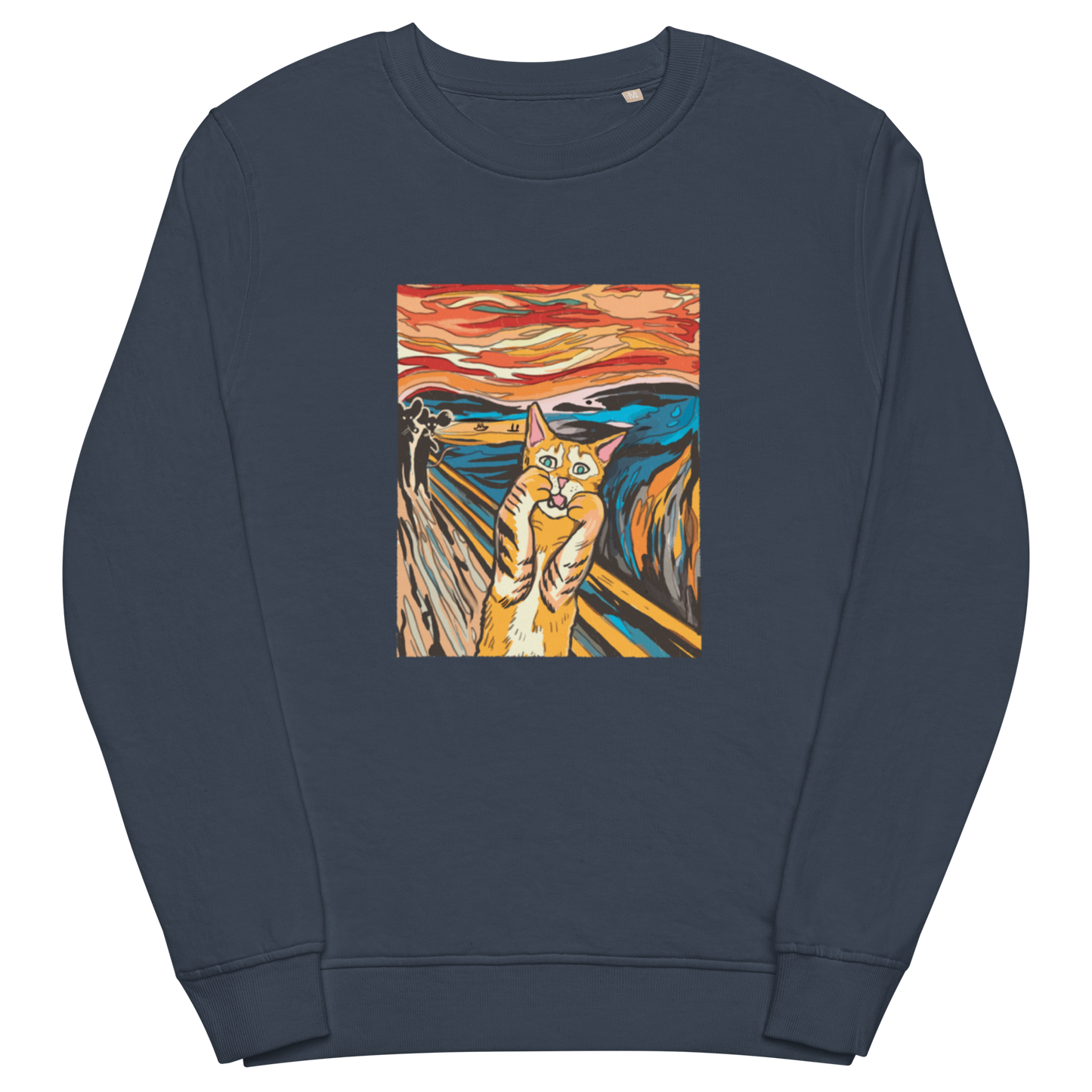 The Screaming Cat Organic Cotton Sweatshirt Online - French Navy - Boozy Fox