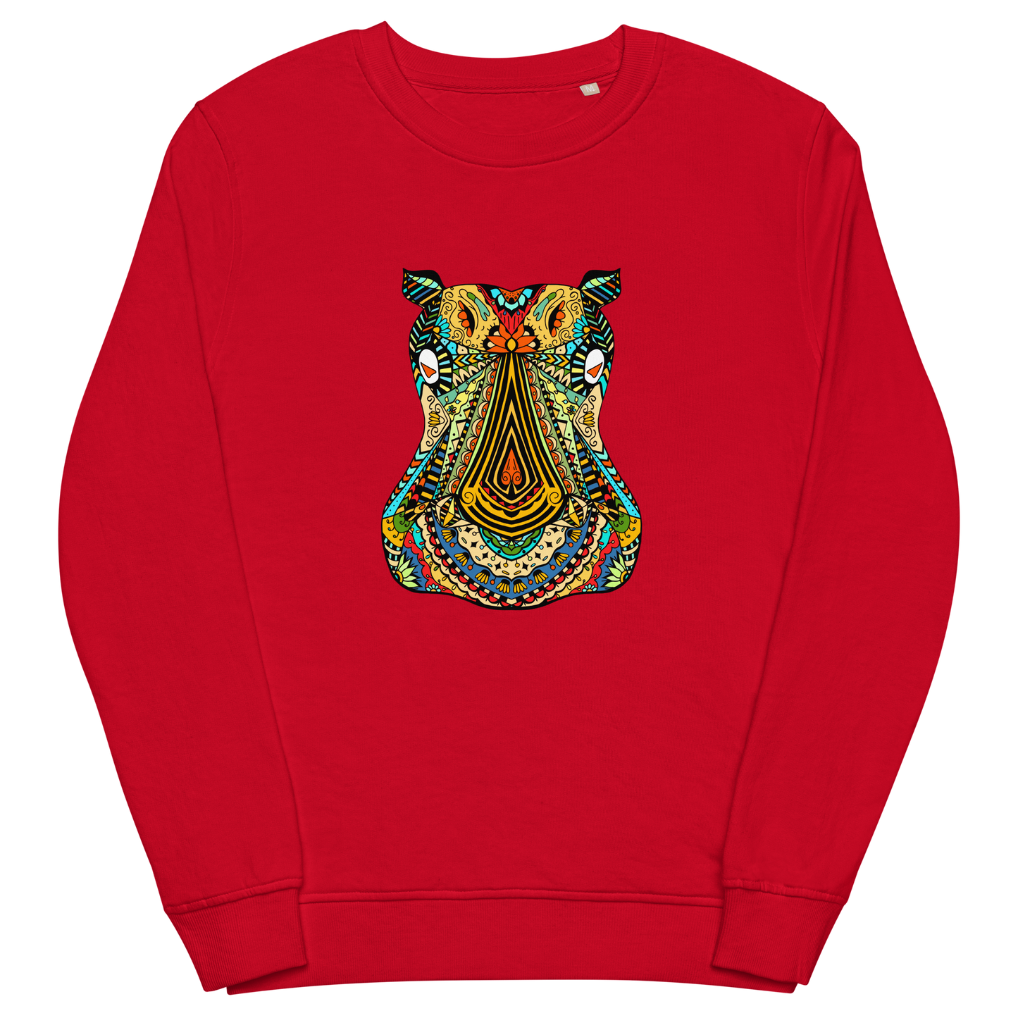 Zentangle Hippo Organic Sweatshirt - Red - Boozy Fox