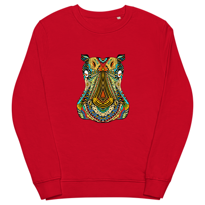 Zentangle Hippo Organic Sweatshirt - Red - Boozy Fox