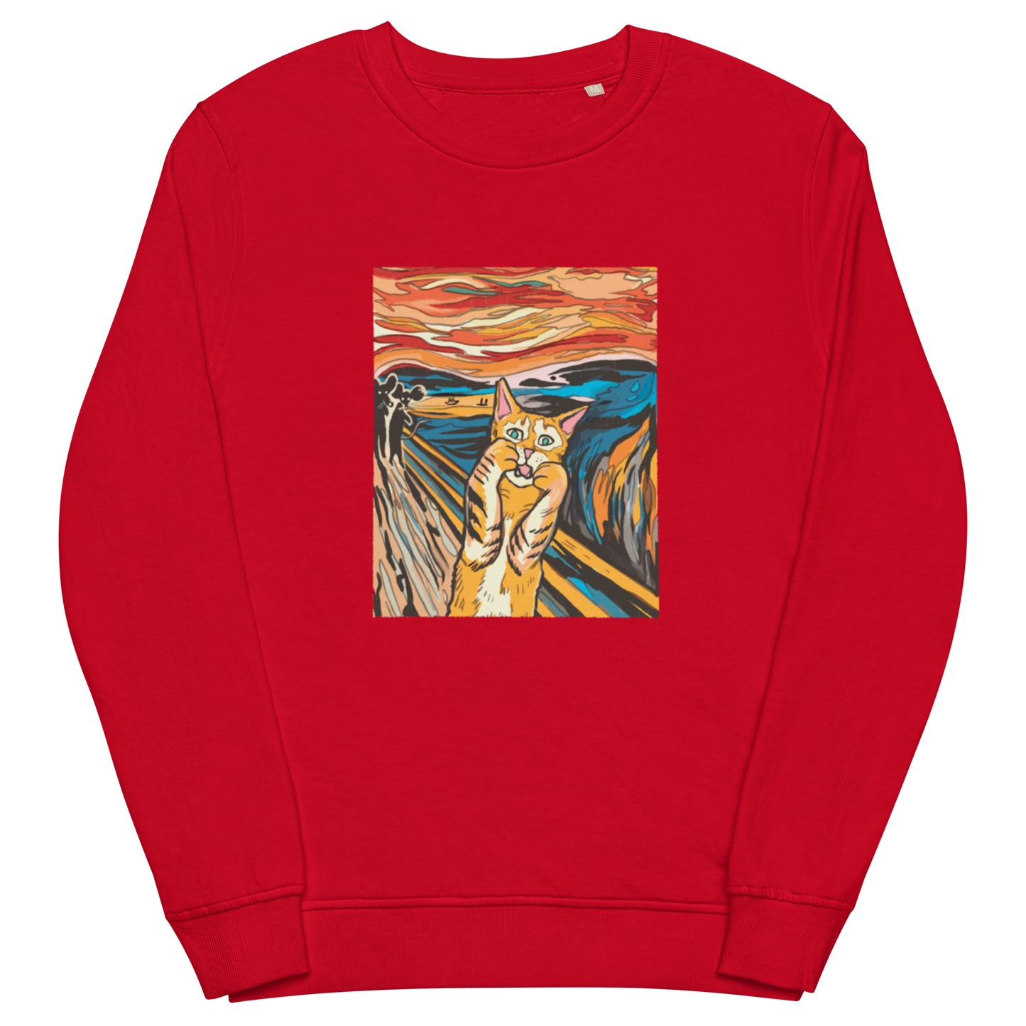 The Screaming Cat Organic Cotton Sweatshirt Online - Red - Boozy Fox