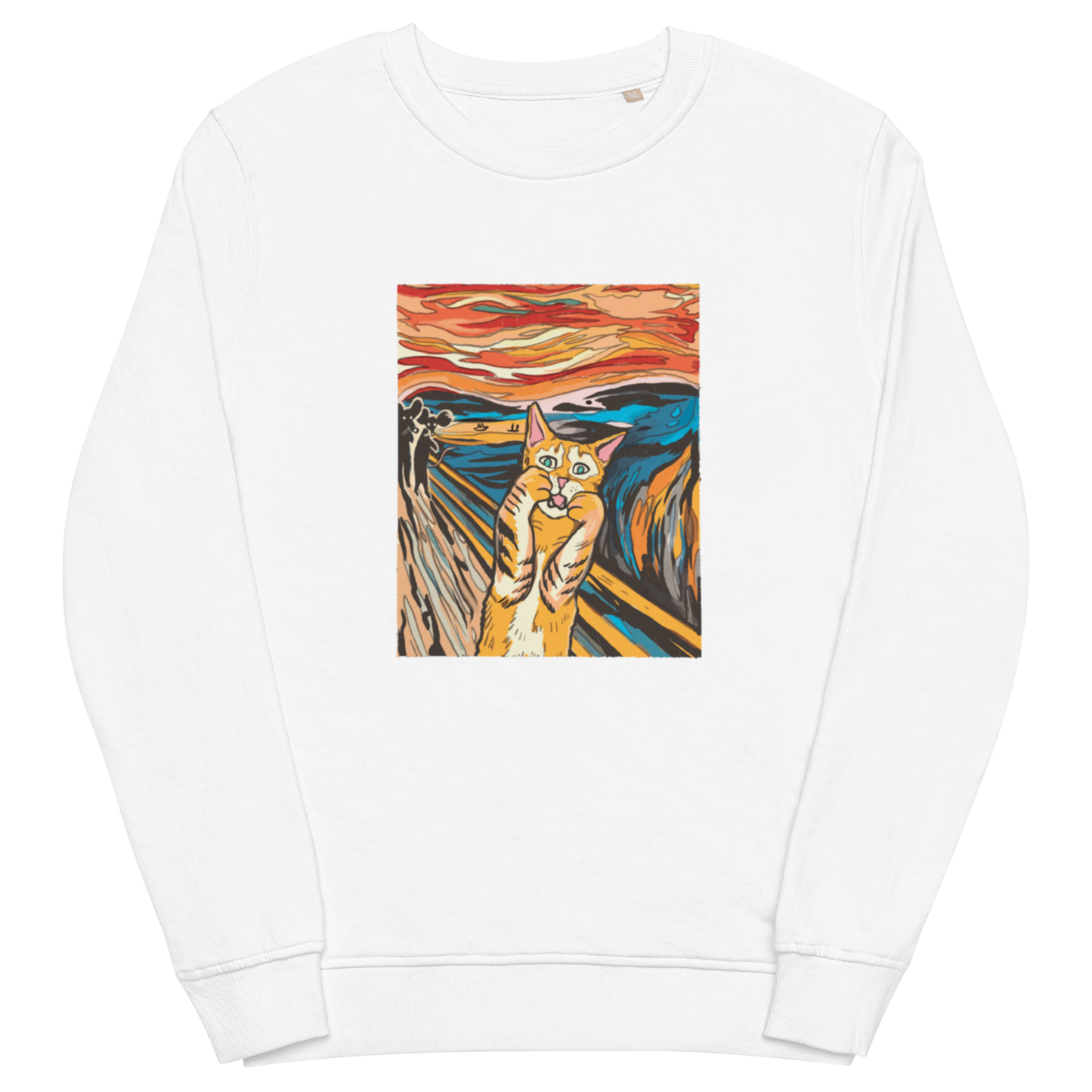 The Screaming Cat Organic Cotton Sweatshirt Online - White - Boozy Fox