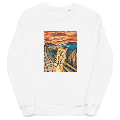 The Screaming Cat Organic Cotton Sweatshirt Online - White - Boozy Fox