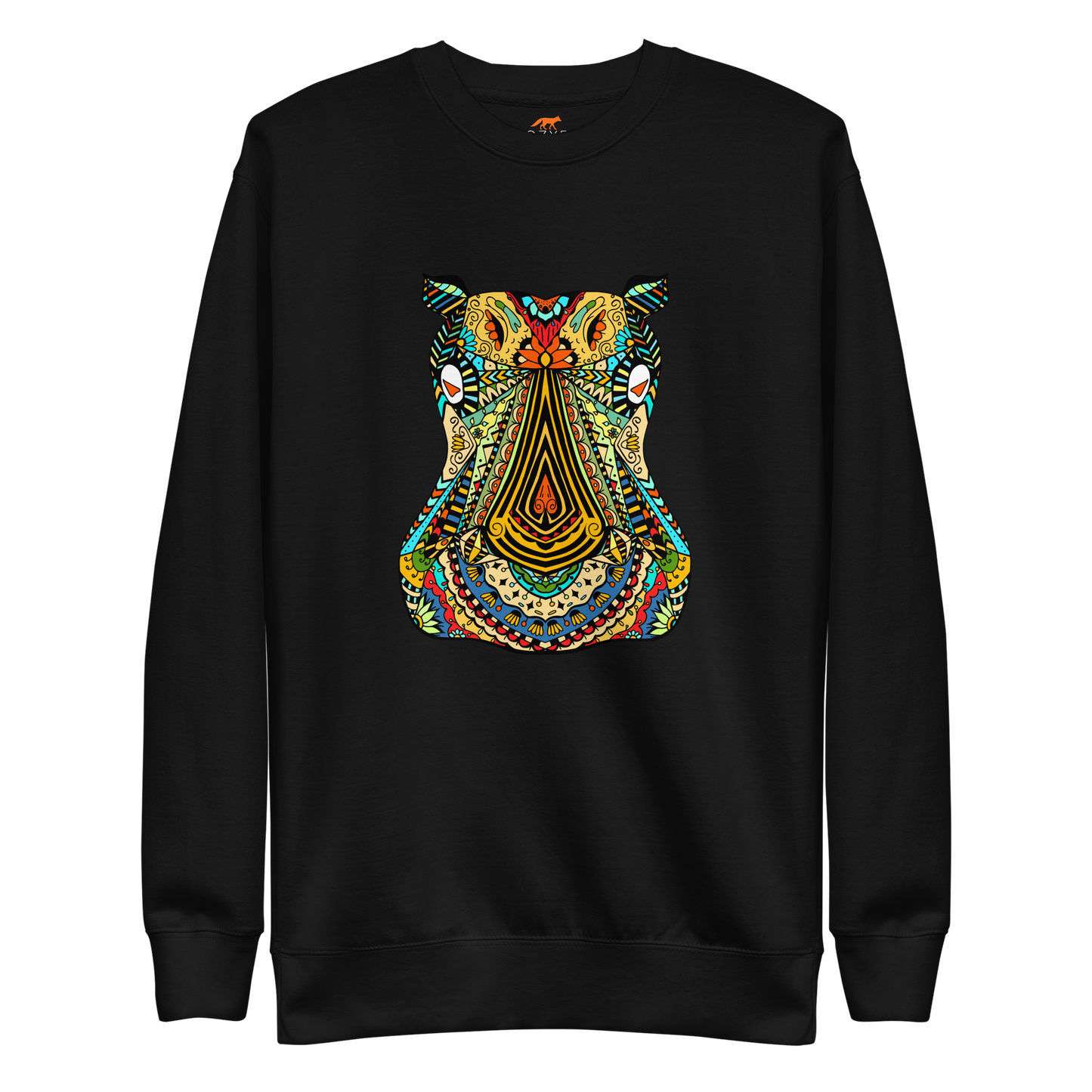 Zentangle Hippo Premium Sweatshirt - Black - Boozy Fox