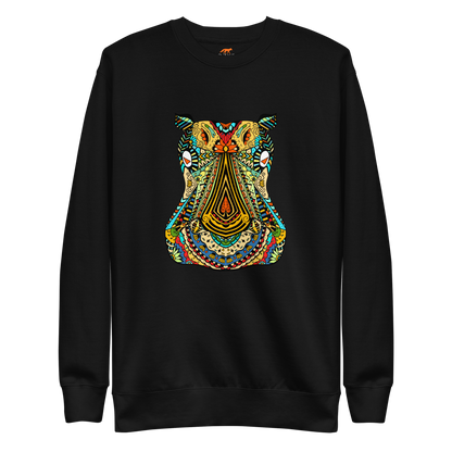 Zentangle Hippo Premium Sweatshirt - Black - Boozy Fox