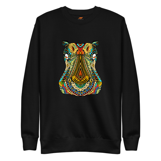 Zentangle Hippo Premium Sweatshirt - Black - Boozy Fox