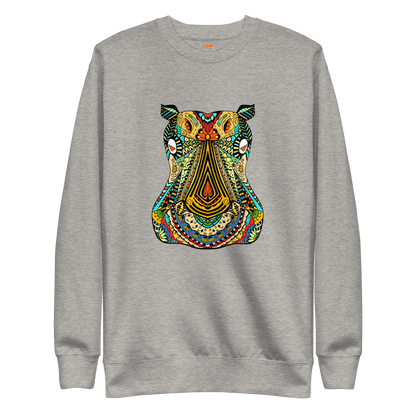 Zentangle Hippo Premium Sweatshirt - Carbon Grey - Boozy Fox