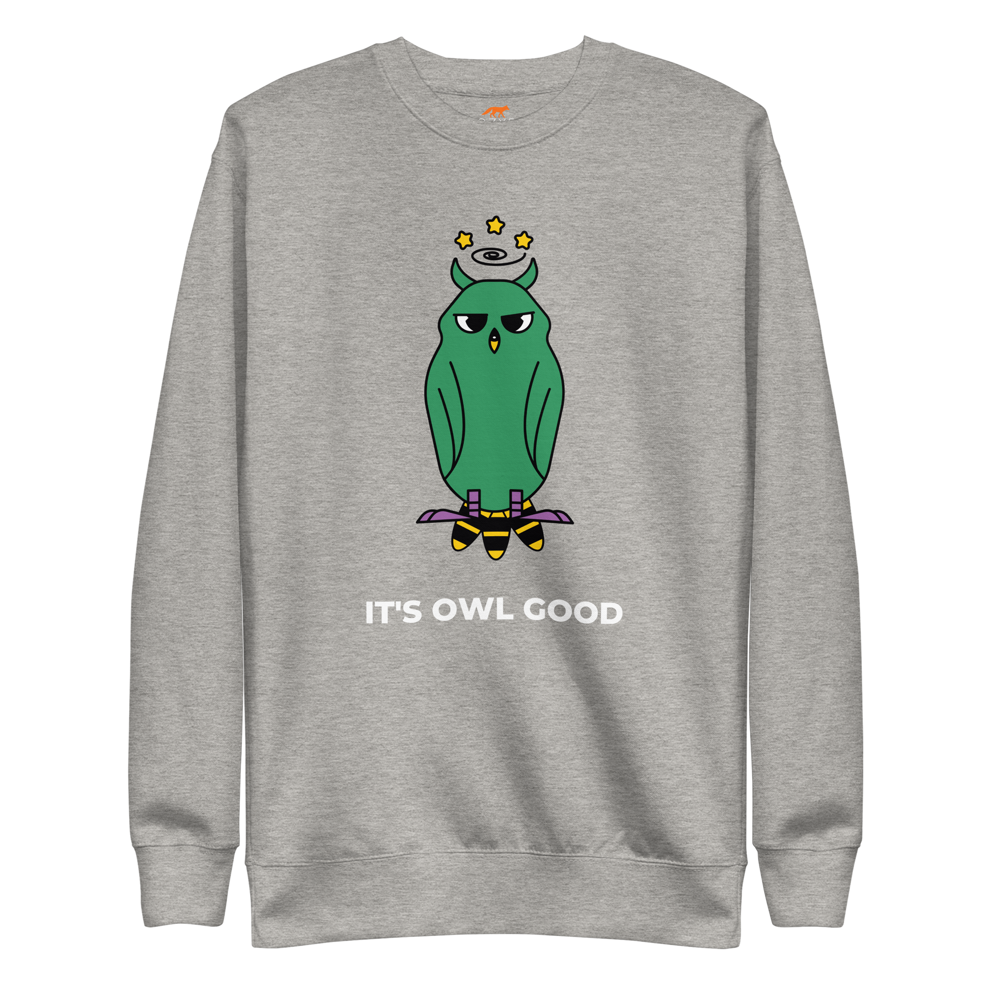 Carbon Grey Premium Owl Sweatshirt featuring a hootin' cool It's Owl Good graphic on the chest - Funny Graphic Owl Sweatshirts - Boozy Fox