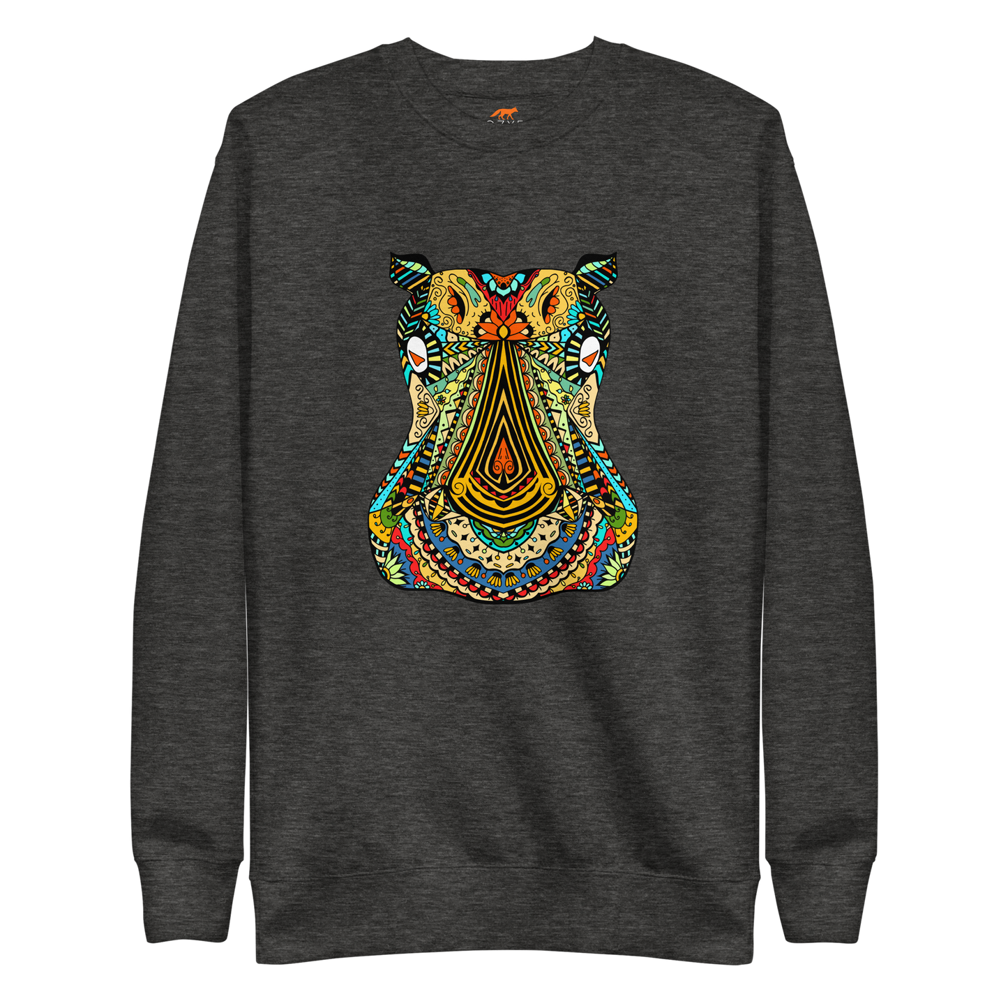 Zentangle Hippo Premium Sweatshirt - Charcoal Heather - Boozy Fox