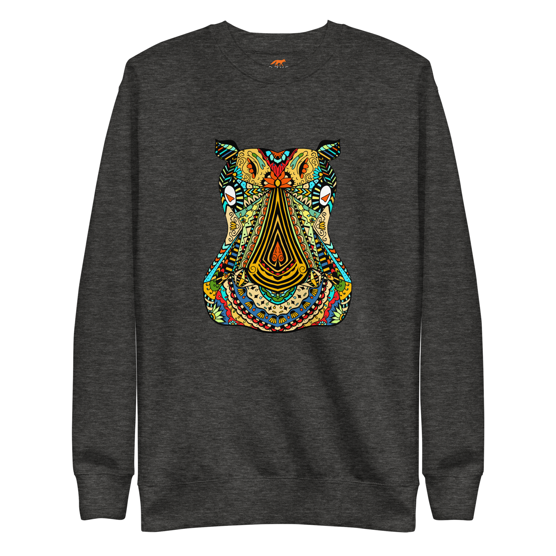 Zentangle Hippo Premium Sweatshirt - Charcoal Heather - Boozy Fox