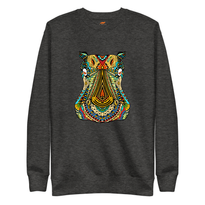 Zentangle Hippo Premium Sweatshirt - Charcoal Heather - Boozy Fox