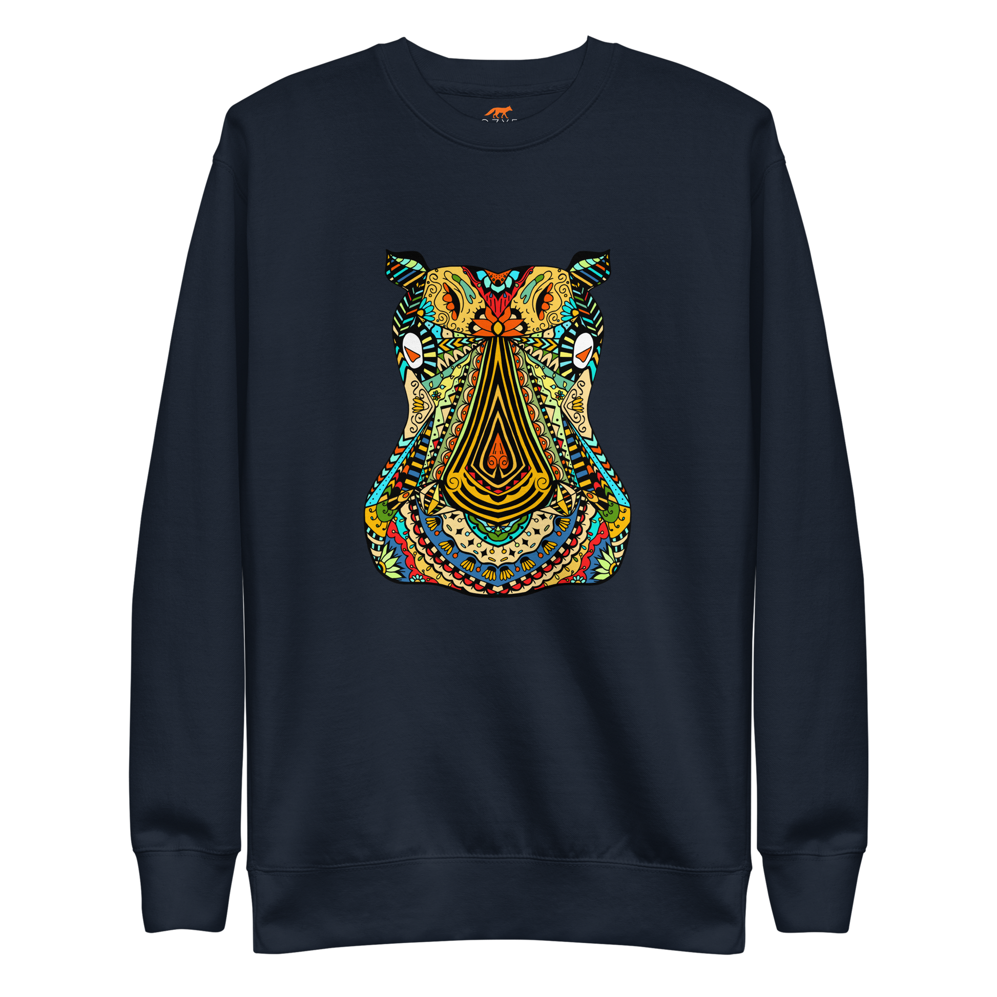 Zentangle Hippo Premium Sweatshirt - Navy Blazer - Boozy Fox