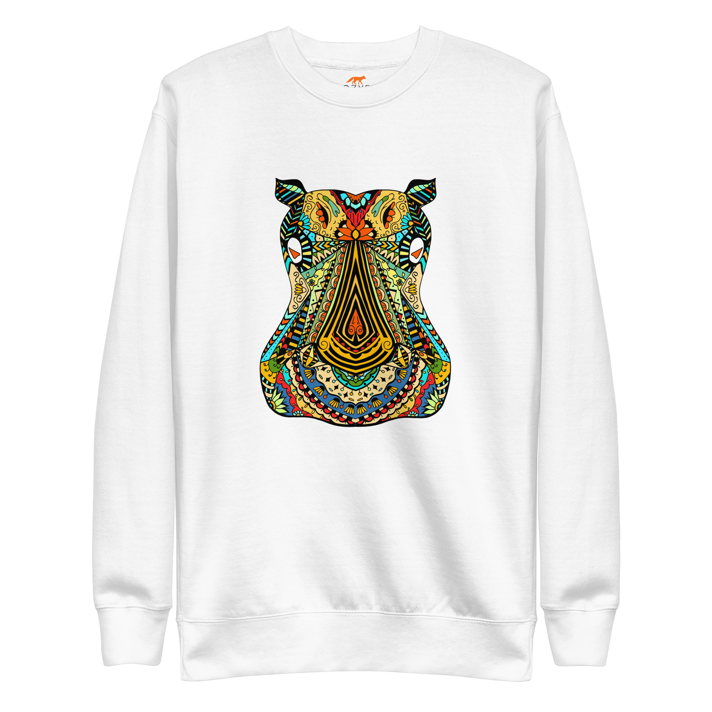 Zentangle Hippo Premium Sweatshirt - White - Boozy Fox