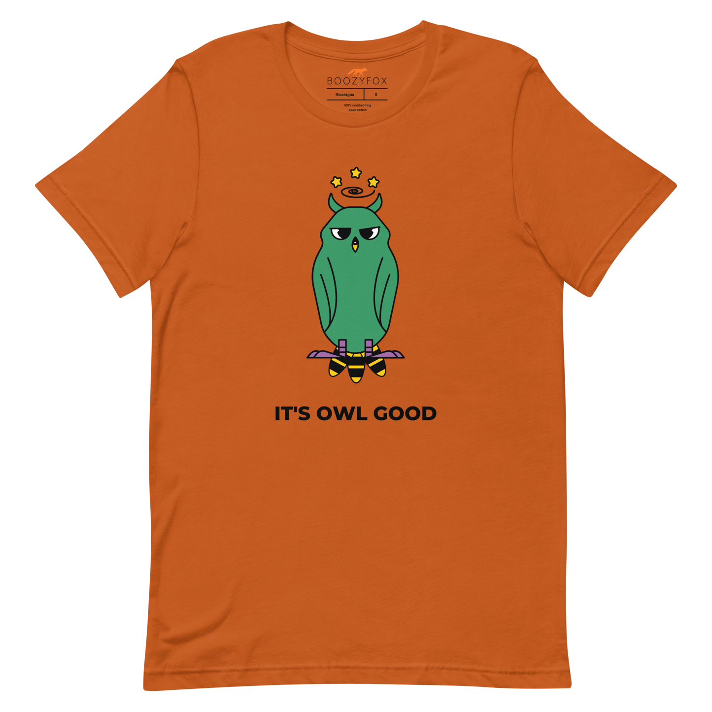 Autumn color Premium Owl T-Shirt featuring captivating It's Owl Good graphic on the chest - Funny Graphic Owl Tees - Boozy Fox