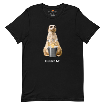 Black Premium Meerkat T-Shirt featuring a hilarious Beerkat graphic on the chest - Funny Graphic Meerkat Tees - Boozy Fox