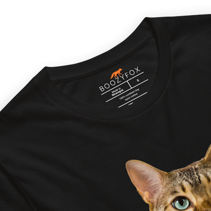 Product Details of a Black Premium Cat T-Shirt featuring a Purrfect graphic on the chest - Funny Graphic Cat Tees - Boozy Fox