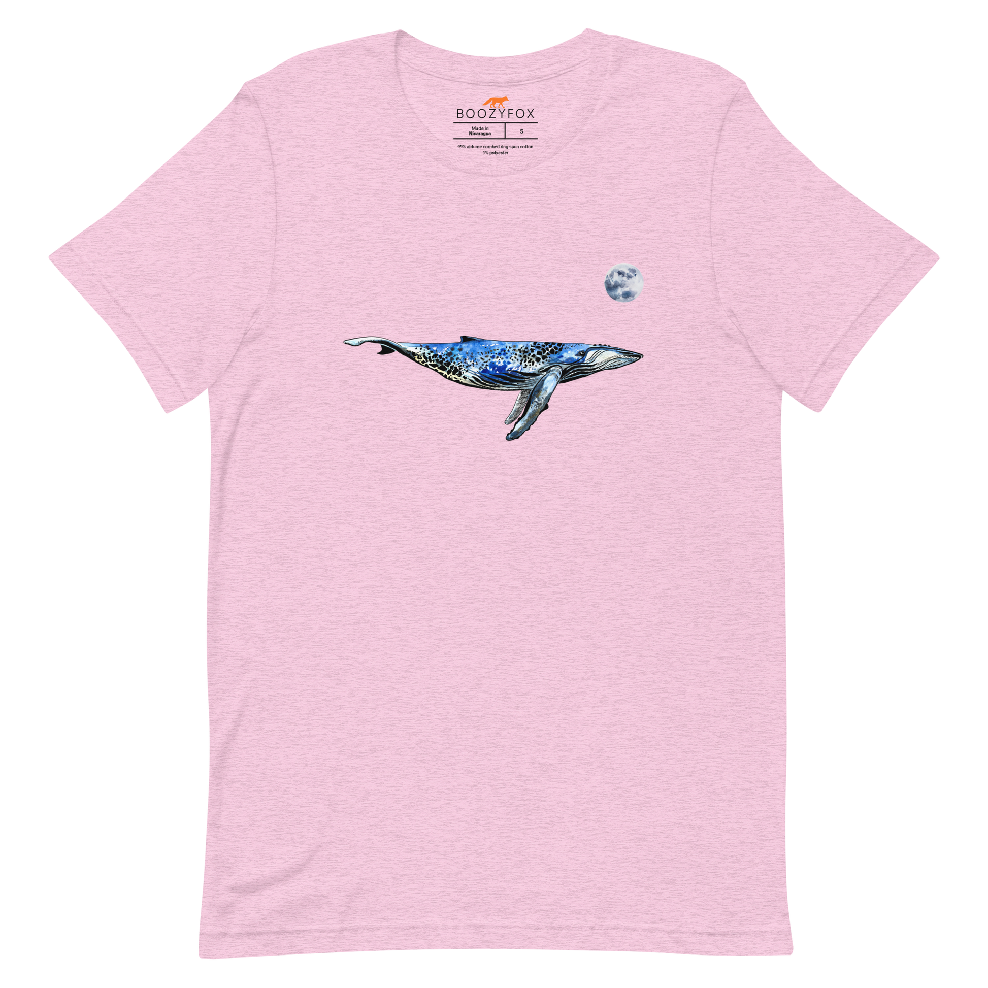 Heather Prism Lilac Premium Whale T-Shirt featuring majestic Whale Under The Moon graphic on the chest - Cool Graphic Whale Tees - Boozy Fox