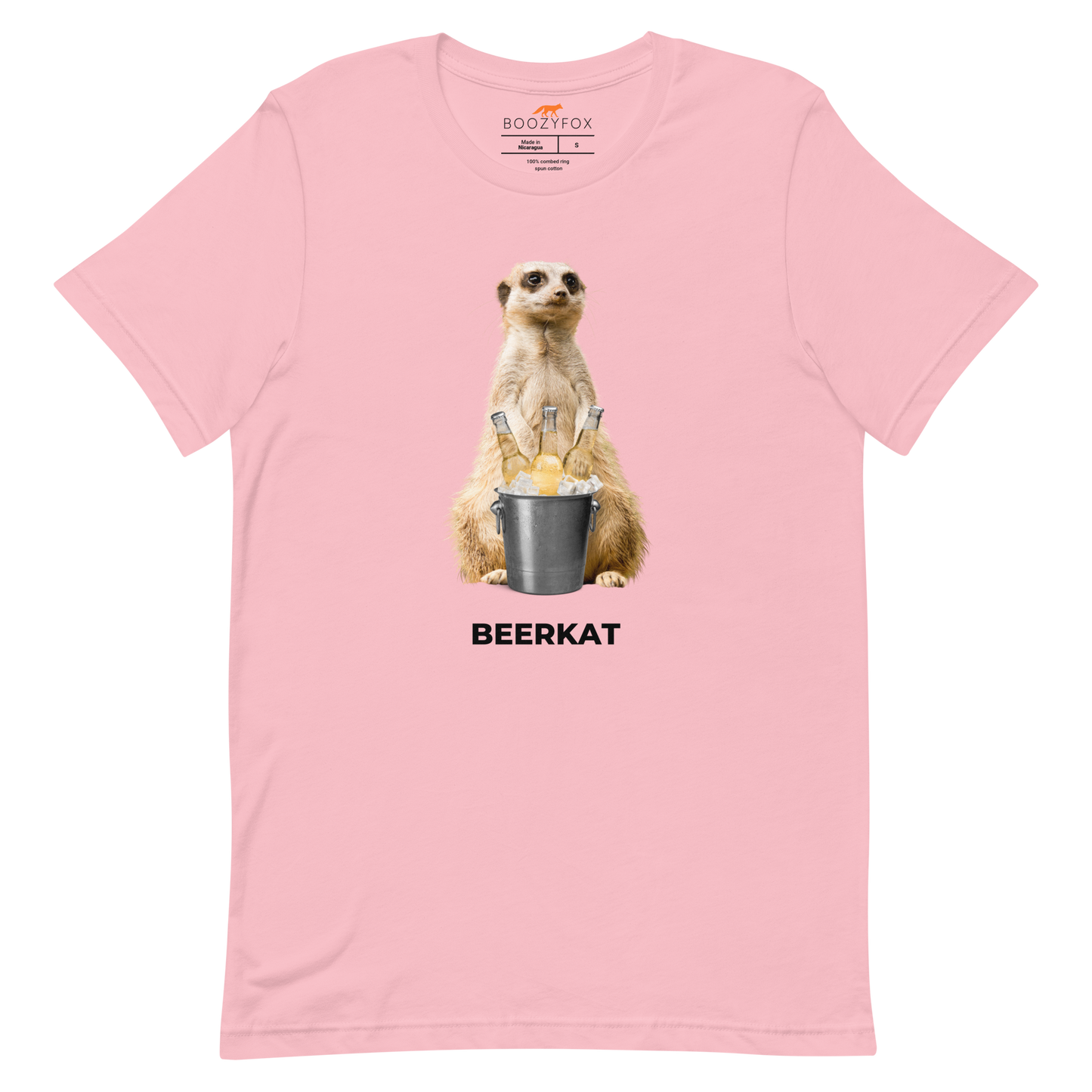 Pink Premium Meerkat T-Shirt featuring a hilarious Beerkat graphic on the chest - Funny Graphic Meerkat Tees - Boozy Fox
