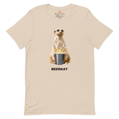Soft Cream Premium Meerkat T-Shirt featuring a hilarious Beerkat graphic on the chest - Funny Graphic Meerkat Tees - Boozy Fox
